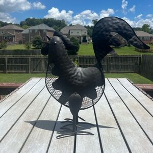Black Metal Rooster Sculpture